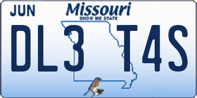 MO license plate DL3T4S