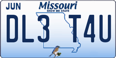 MO license plate DL3T4U
