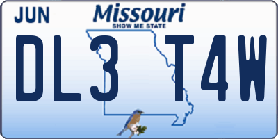 MO license plate DL3T4W