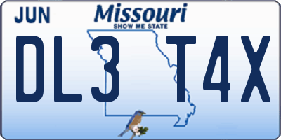 MO license plate DL3T4X