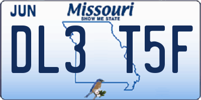 MO license plate DL3T5F