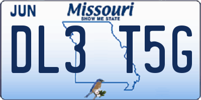 MO license plate DL3T5G