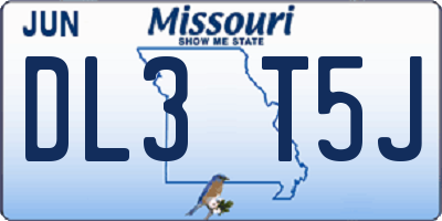 MO license plate DL3T5J