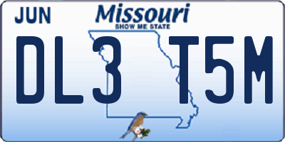 MO license plate DL3T5M