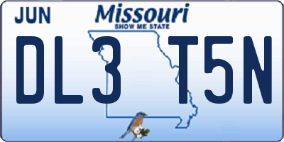 MO license plate DL3T5N