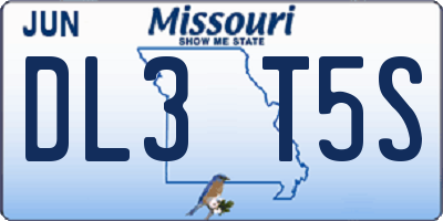 MO license plate DL3T5S