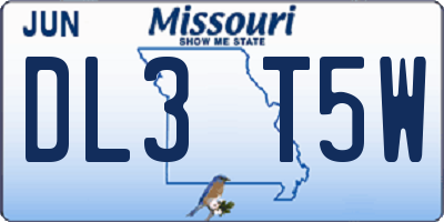 MO license plate DL3T5W