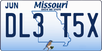 MO license plate DL3T5X