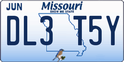 MO license plate DL3T5Y