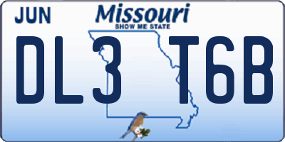 MO license plate DL3T6B