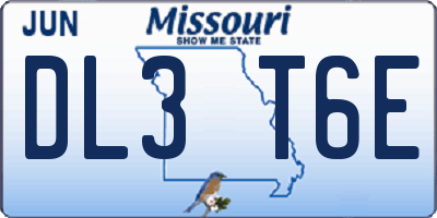 MO license plate DL3T6E