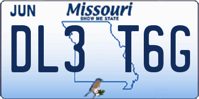MO license plate DL3T6G