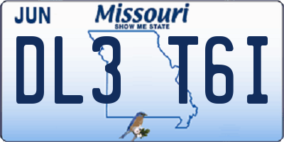 MO license plate DL3T6I