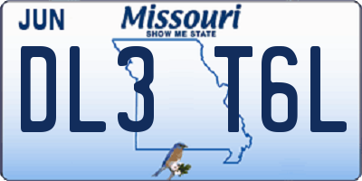 MO license plate DL3T6L