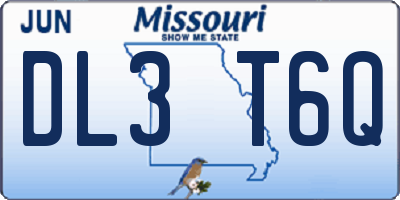 MO license plate DL3T6Q