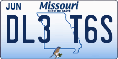 MO license plate DL3T6S