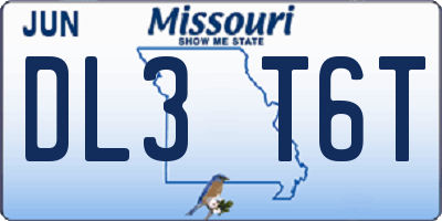 MO license plate DL3T6T