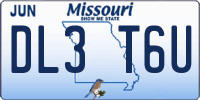 MO license plate DL3T6U