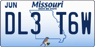 MO license plate DL3T6W