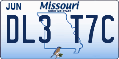 MO license plate DL3T7C