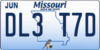 MO license plate DL3T7D