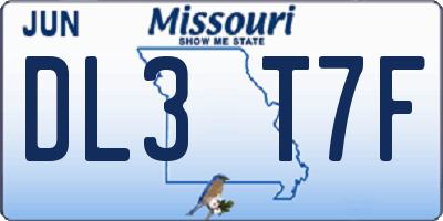 MO license plate DL3T7F