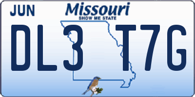 MO license plate DL3T7G
