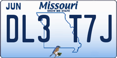 MO license plate DL3T7J
