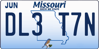 MO license plate DL3T7N