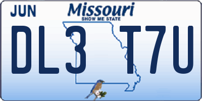 MO license plate DL3T7U