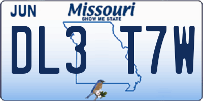 MO license plate DL3T7W