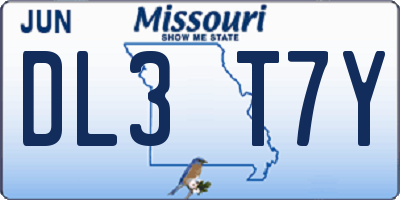 MO license plate DL3T7Y