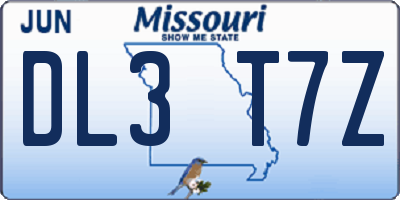MO license plate DL3T7Z
