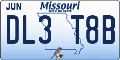MO license plate DL3T8B