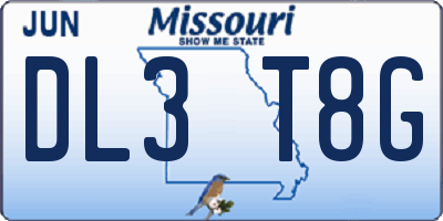 MO license plate DL3T8G