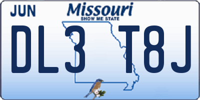 MO license plate DL3T8J