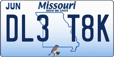 MO license plate DL3T8K