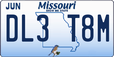 MO license plate DL3T8M