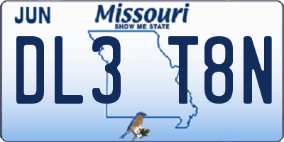 MO license plate DL3T8N