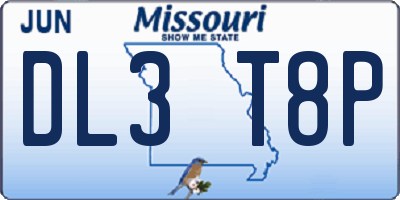 MO license plate DL3T8P