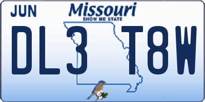 MO license plate DL3T8W