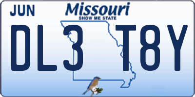 MO license plate DL3T8Y
