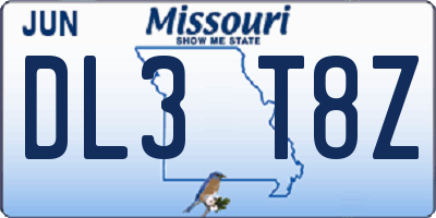 MO license plate DL3T8Z