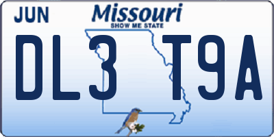 MO license plate DL3T9A