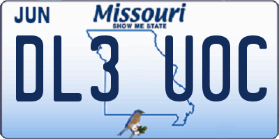 MO license plate DL3U0C