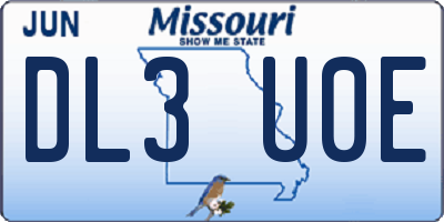 MO license plate DL3U0E