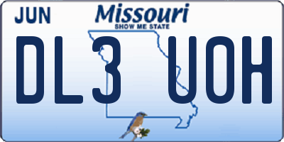 MO license plate DL3U0H