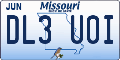 MO license plate DL3U0I