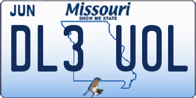 MO license plate DL3U0L