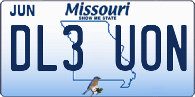 MO license plate DL3U0N